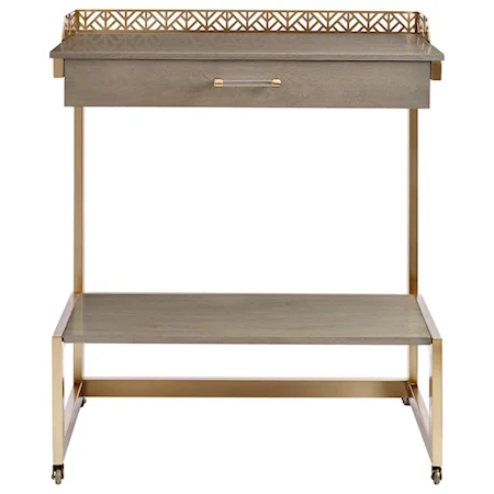 Catalina Bar Cart with Brass Accents & Casters